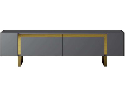Meuble TV en aggloméré et métal Yildiz (Anthracite et Doré)