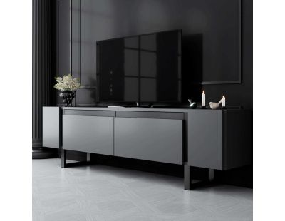 Meuble TV en aggloméré et métal Yildiz (Anthracite et Noir)
