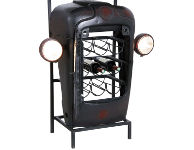 Meuble bar tracteur en acacia et métal (Noir)