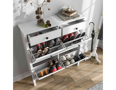 Meuble à chaussures en aggloméré Frannie (4 portes et 2 tiroirs)