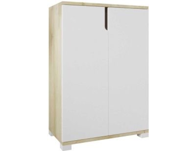 Meuble à chaussures 2 portes en aggloméré Venedik (Blanc et chêne)