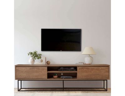 Meuble TV coloris noyer et métal noir (Rodez)