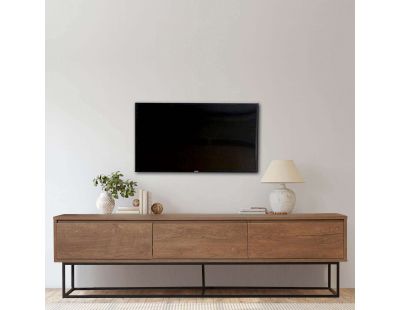 Meuble TV coloris noyer et métal noir (Milo)