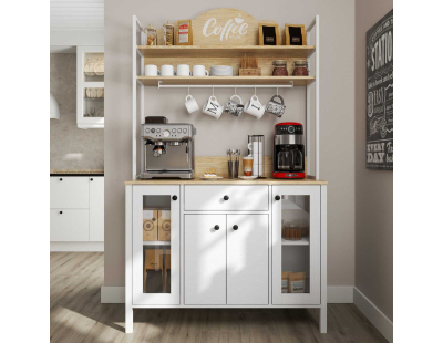 Meuble de cuisine bar à café 120 x 50 x 210 cm Frannie (Blanc)