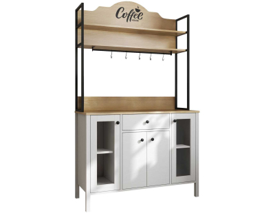 Meuble de cuisine bar à café 120 x 50 x 210 cm Frannie (Blanc et noir)
