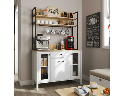 Meuble de cuisine bar à café 120 x 50 x 210 cm Frannie (Blanc et noir)
