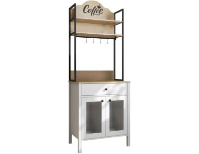 Meuble de cuisine bar à café en aggloméré Frannie (Blanc et noir)