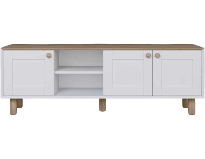 Meuble TV 3 portes en aggloméré Bohemian (Blanc et chêne)