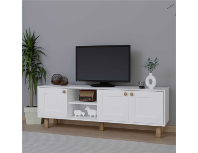 Meuble TV 3 portes en aggloméré Bohemian (Blanc)