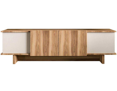 Meuble TV 4 portes en aggloméré Diana (Noyer et beige)