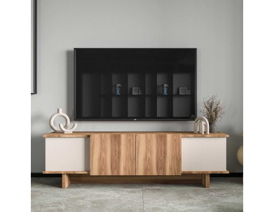 Meuble TV 4 portes en aggloméré Diana (Noyer et beige)