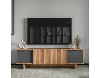 Meuble TV 4 portes en aggloméré Diana (Noyer et anthracite)
