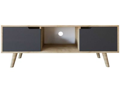 Meuble TV 2 portes en aggloméré Siena (Anthracite et chêne)