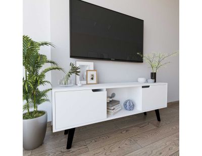 Meuble TV 2 portes en aggloméré Siena (Blanc)