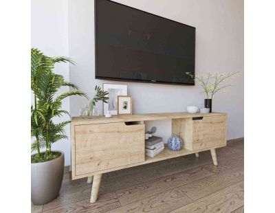 Meuble TV 2 portes en aggloméré Siena (Chêne)