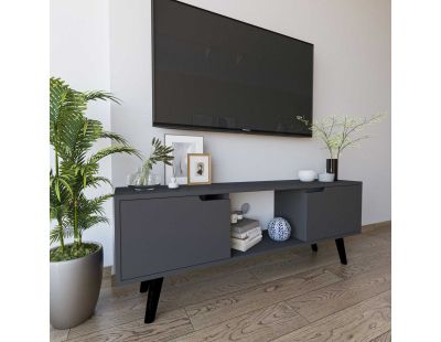 Meuble TV 2 portes en aggloméré Siena (Anthracite)