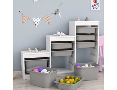 Meuble de rangement escalier 9 tiroirs Swiss (Blanc et gris)
