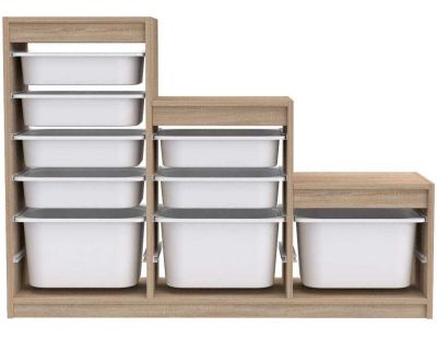 Meuble de rangement escalier 9 tiroirs Swiss (Sonomo et blanc)