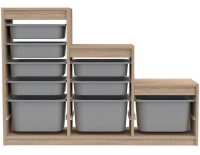 Meuble de rangement escalier 9 tiroirs Swiss (Sonomo et gris)