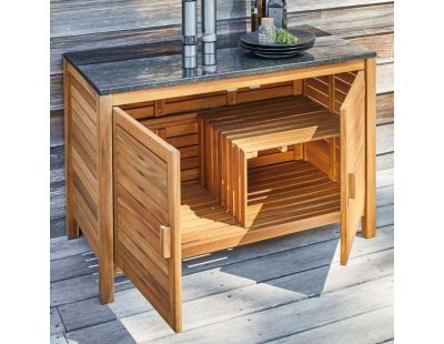 Meuble de rangement 2 portes cuisine extérieure en acacia Fidji