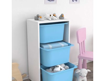 Meuble de rangement 3 tiroirs Bronz (Blanc et bleu)