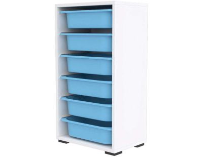 Meuble de rangement 6 tiroirs Bronz (Blanc et bleu)