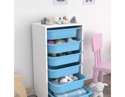 Meuble de rangement 6 tiroirs Bronz (Blanc et bleu)
