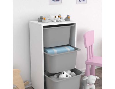 Meuble de rangement 3 tiroirs Bronz (Blanc et gris)