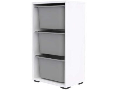 Meuble de rangement 3 tiroirs Bronz (Blanc et gris)