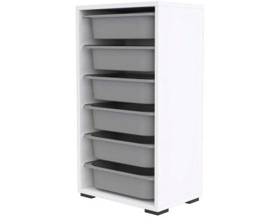 Meuble de rangement 6 tiroirs Bronz (Blanc et gris)