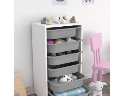 Meuble de rangement 6 tiroirs Bronz (Blanc et gris)