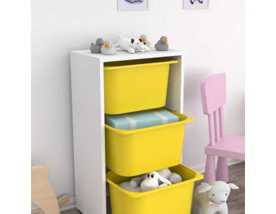 Meuble de rangement 3 tiroirs Bronz (Blanc et jaune)