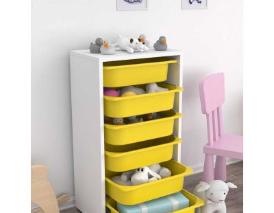Meuble de rangement 6 tiroirs Bronz (Blanc et jaune)