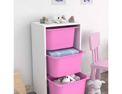 Meuble de rangement 3 tiroirs Bronz (Blanc et rose)