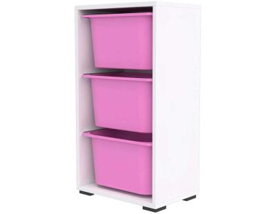 Meuble de rangement 3 tiroirs Bronz (Blanc et rose)