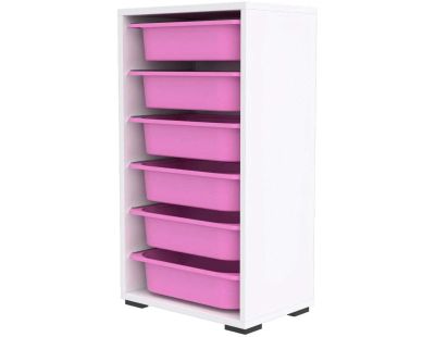 Meuble de rangement 6 tiroirs Bronz (Blanc et rose)