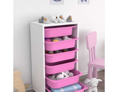 Meuble de rangement 6 tiroirs Bronz (Blanc et rose)