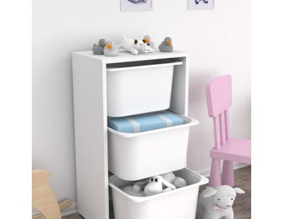 Meuble de rangement 3 tiroirs Bronz (Blanc)