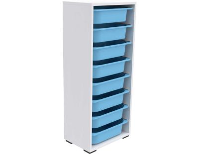 Meuble de rangement 8 tiroirs Cara (Blanc et bleu)