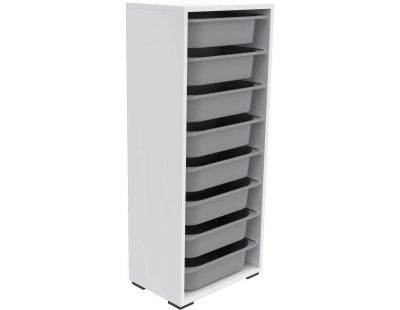 Meuble de rangement 8 tiroirs Cara (Blanc et gris)