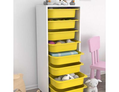 Meuble de rangement 8 tiroirs Cara (Blanc et jaune)