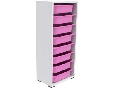 Meuble de rangement 8 tiroirs Cara (Blanc et rose)