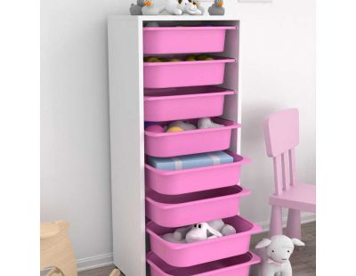 Meuble de rangement 8 tiroirs Cara (Blanc et rose)