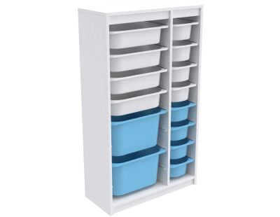 Meuble de rangement 14 tiroirs Montana (Blanc et bleu)