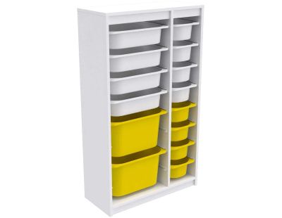 Meuble de rangement 14 tiroirs Montana (Blanc et jaune)