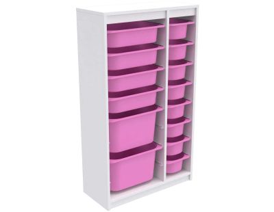 Meuble de rangement 14 tiroirs Montana (Blanc et rose)