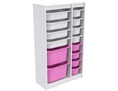 Meuble de rangement 14 tiroirs Montana (Blanc et rose 2)