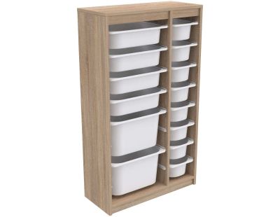 Meuble de rangement 14 tiroirs Montana (Sonomo et blanc)