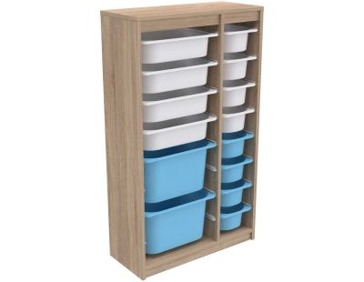 Meuble de rangement 14 tiroirs Montana (Sonomo, blanc et bleu)