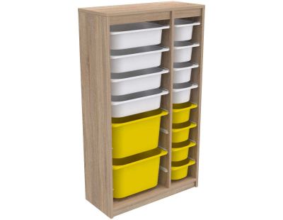 Meuble de rangement 14 tiroirs Montana (Sonomo, blanc et jaune)